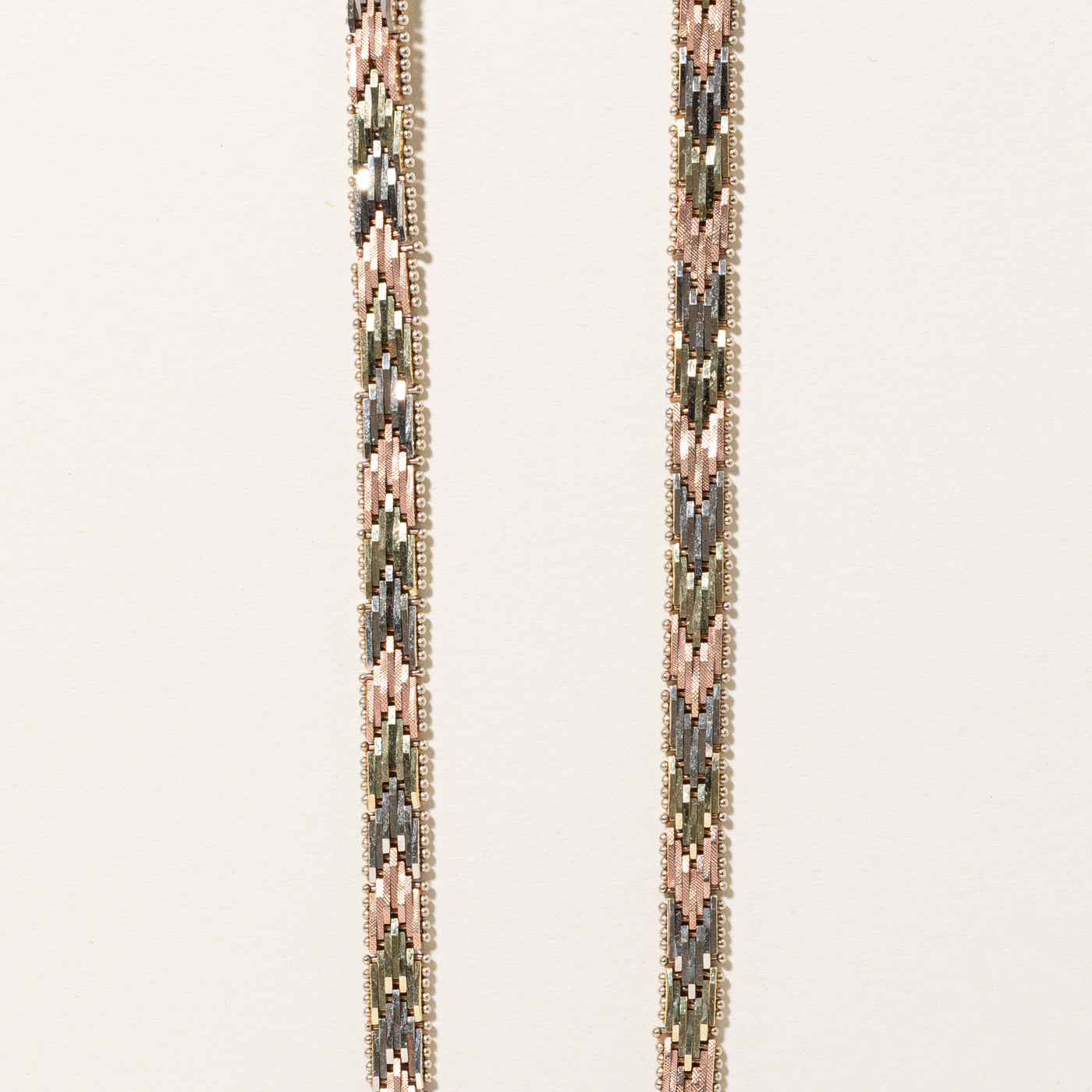 14k Tri Tone Gold Plate Link Necklace | 16" |