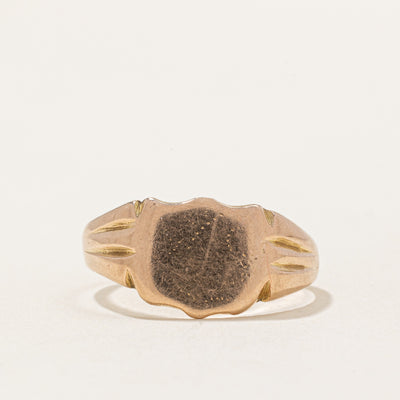 9k Yellow Gold Blank Crest Signet Ring | SZ 8.5 |