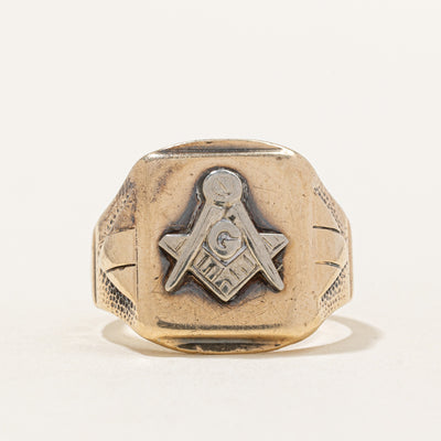 10k Two Tone Gold Free Masons Ring | SZ 8.25 |