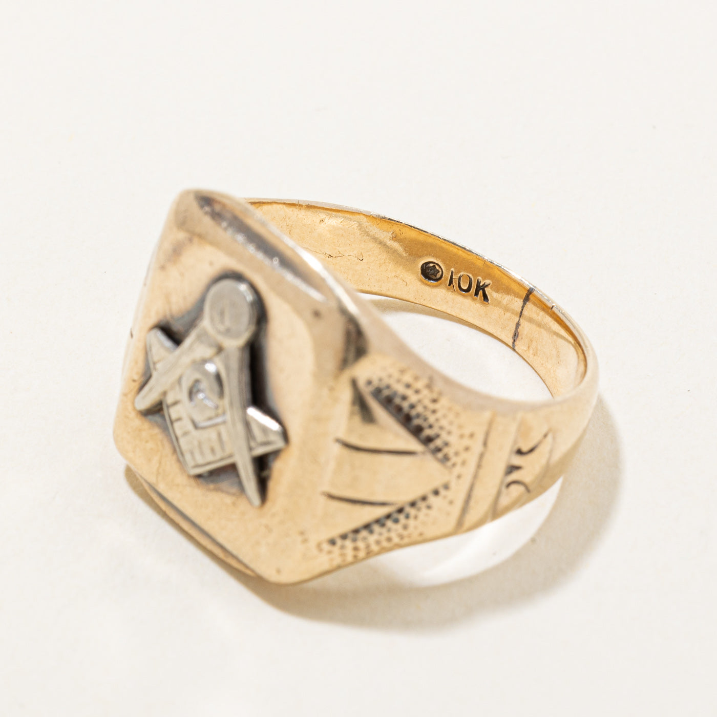 10k Two Tone Gold Free Masons Ring | SZ 8.25 |