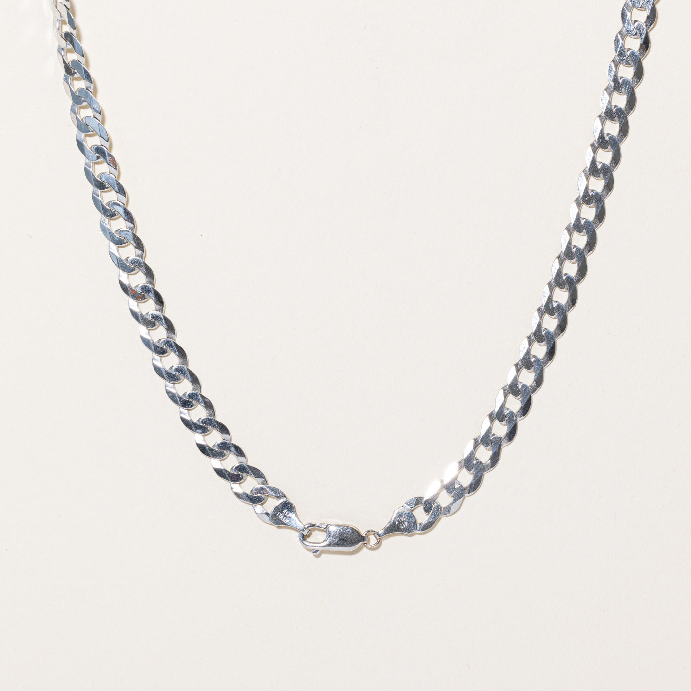 10k White Gold Curb Link Chain | 22