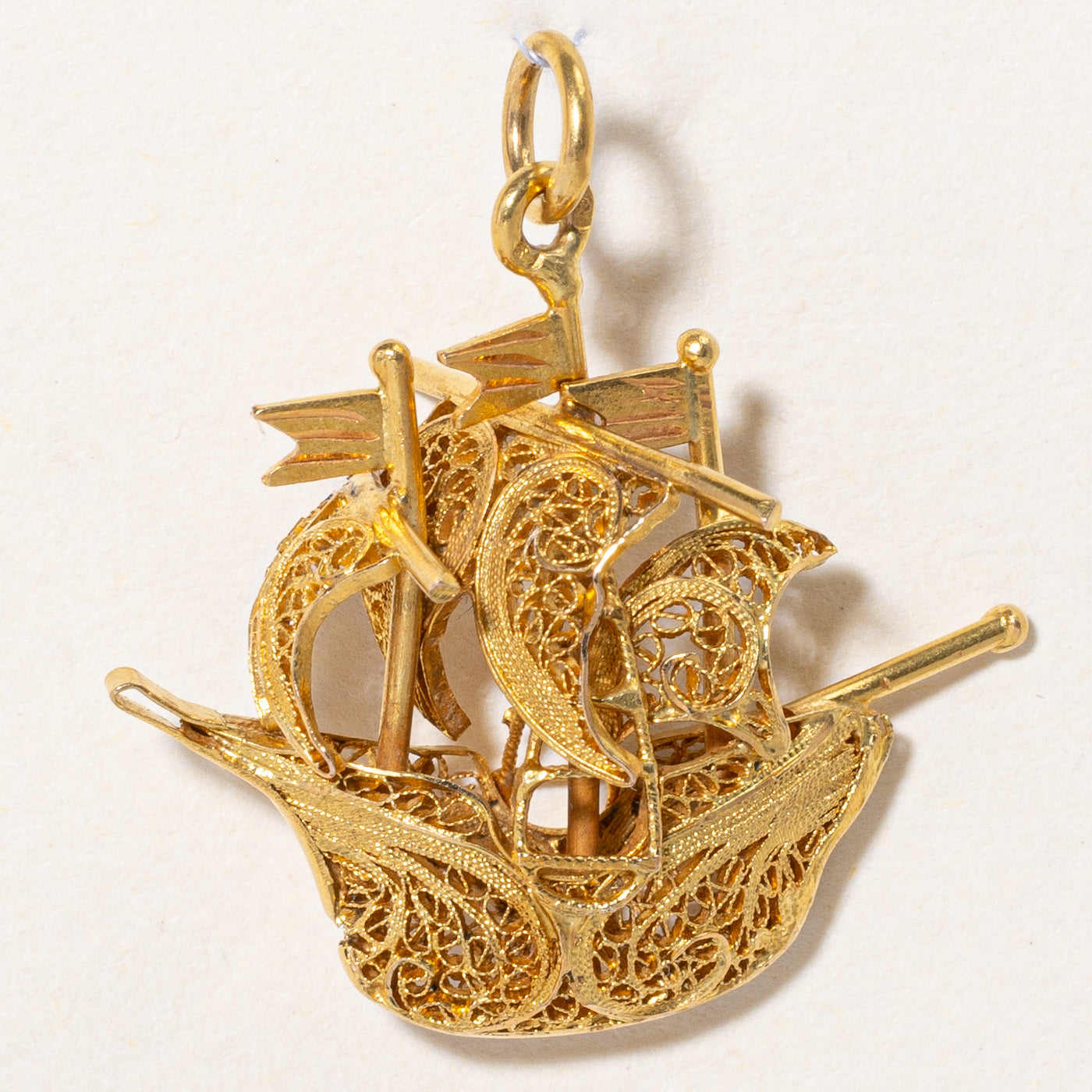 Vintage Portuguese Gold Ship Charm