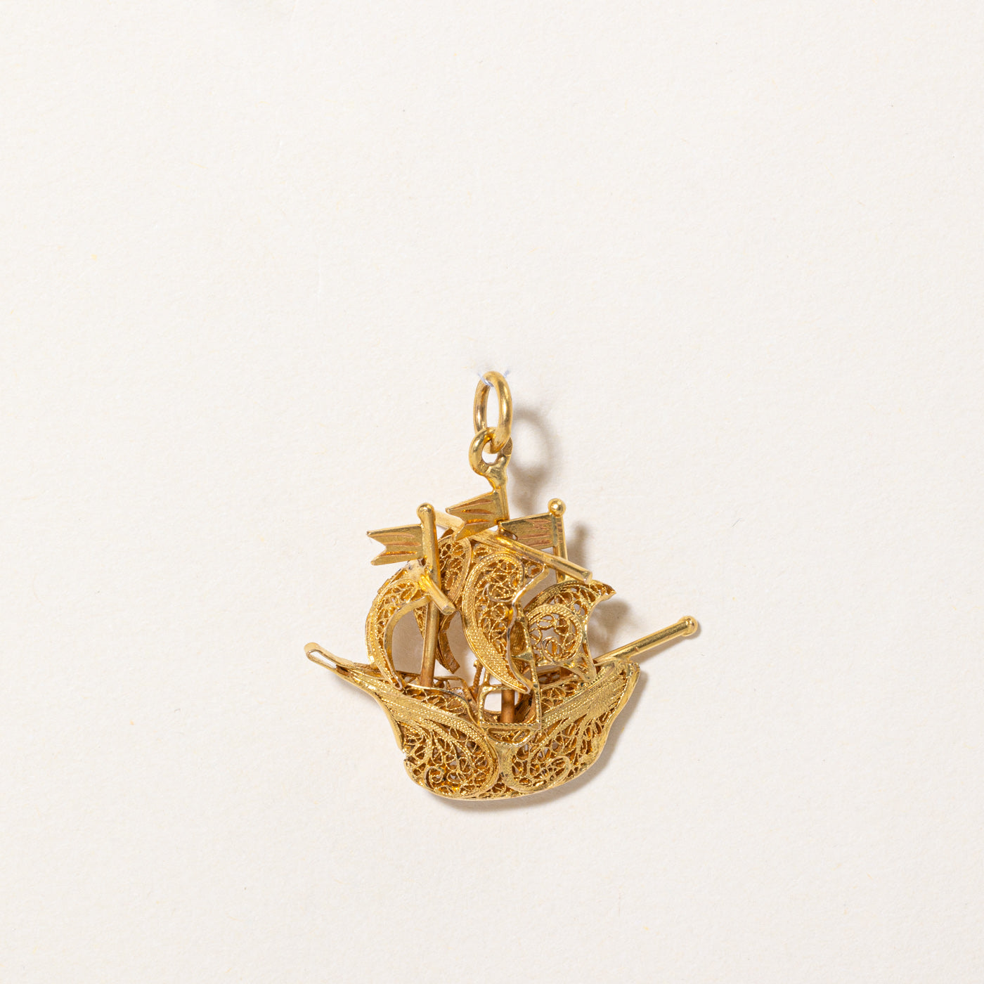 Vintage Portuguese Gold Ship Charm
