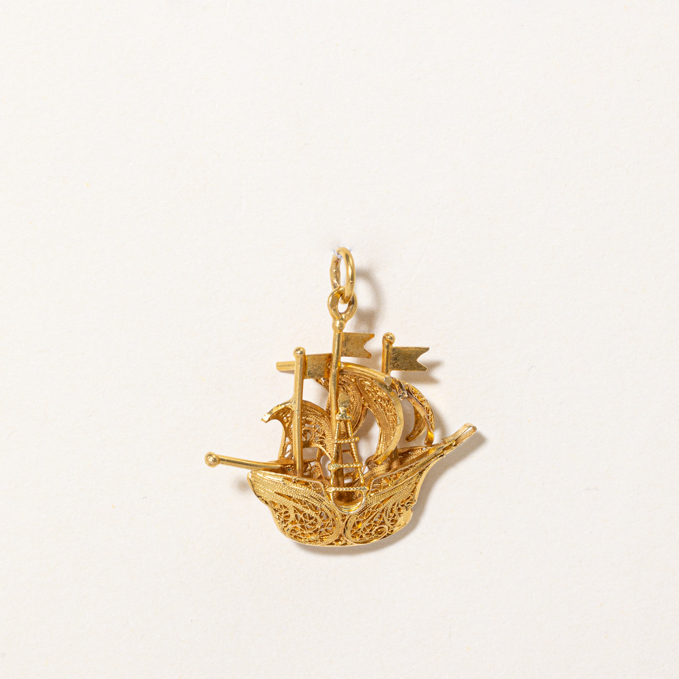 Vintage Portuguese Gold Ship Charm