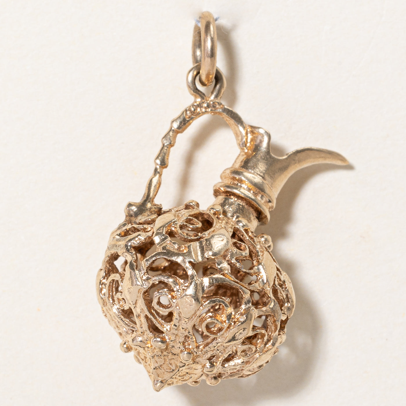10k Yellow Gold Filigree Kettle Charm