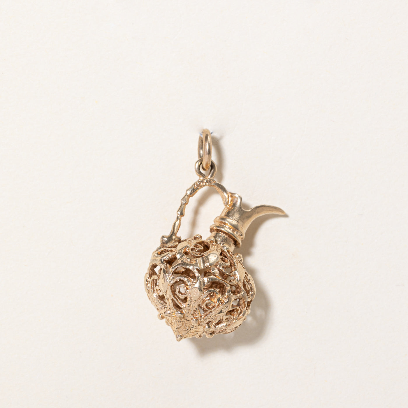 10k Yellow Gold Filigree Kettle Charm