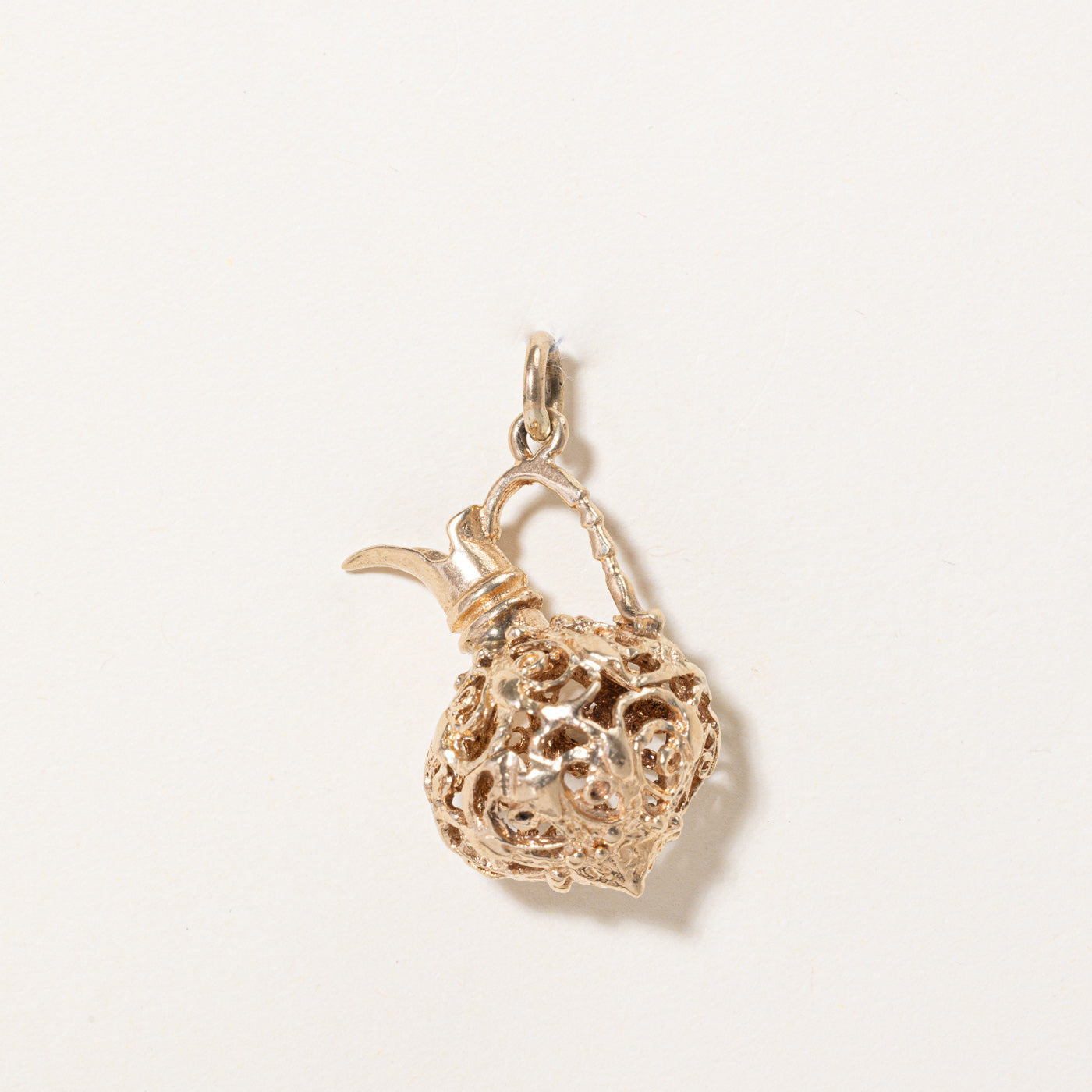 10k Yellow Gold Filigree Kettle Charm