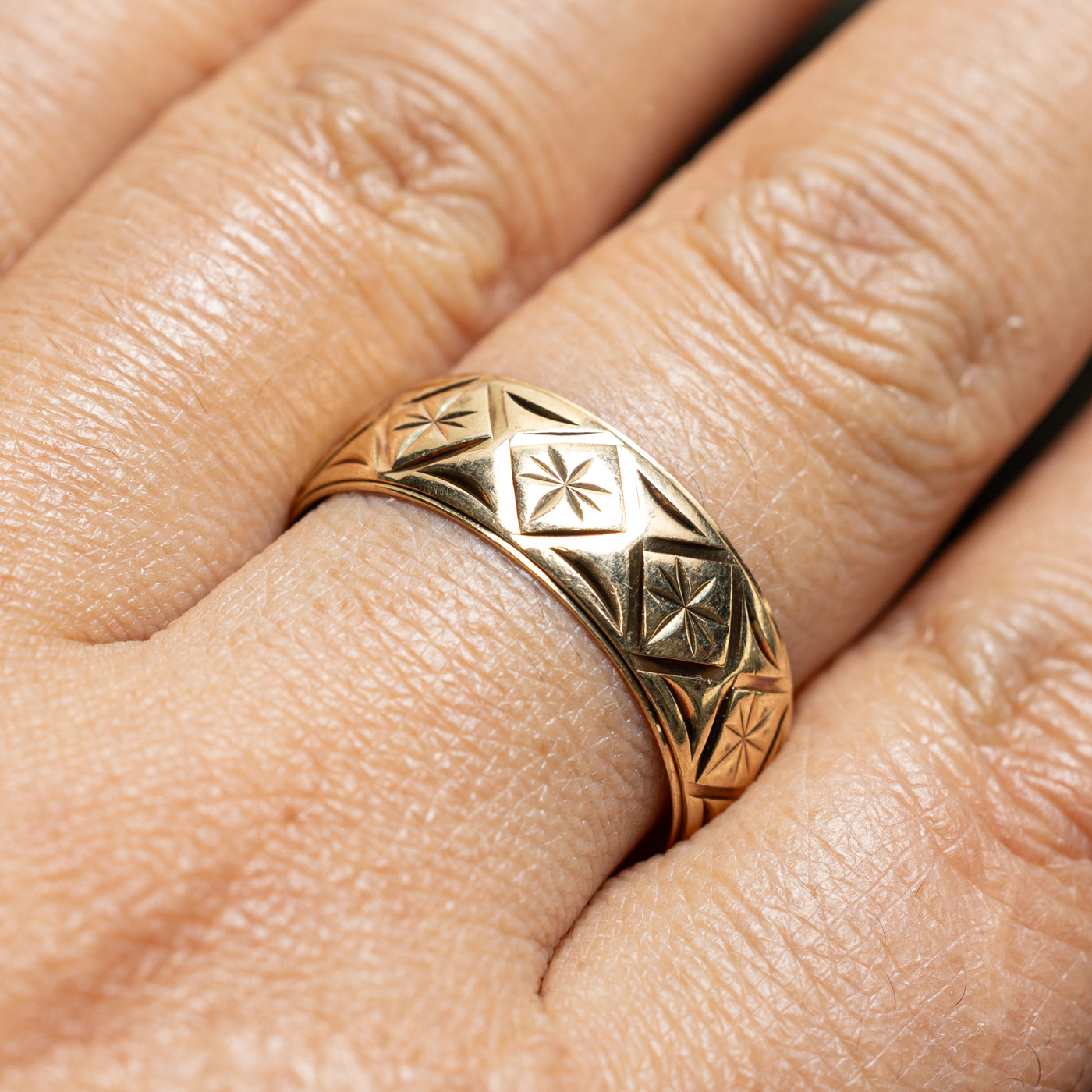 10k Yellow Gold Engraved Band | 7.85mm | SZ 10.25 |