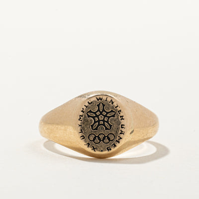 14k Yellow Gold 'XV Olympic Winter Games' Signet Ring | SZ 7.25 |