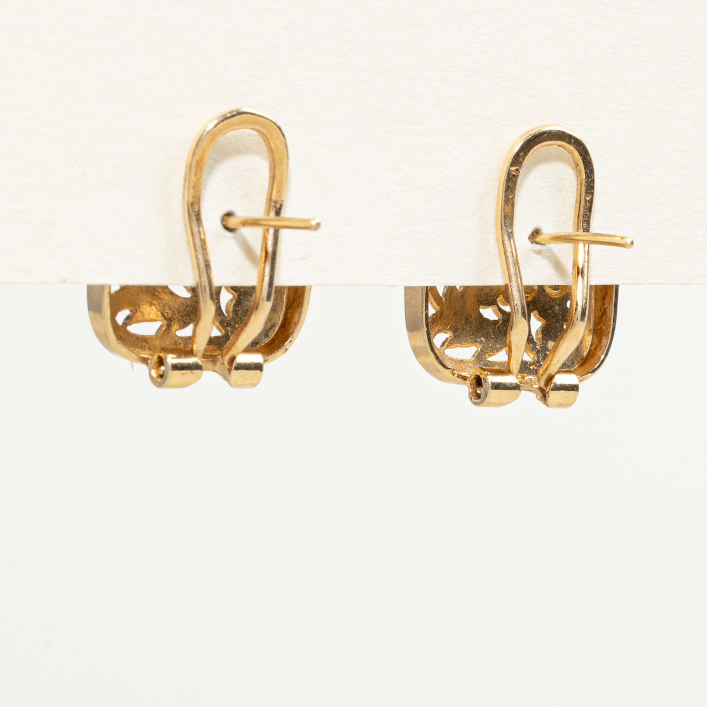 14k Yellow Gold & Black Enamel Floral Earrings