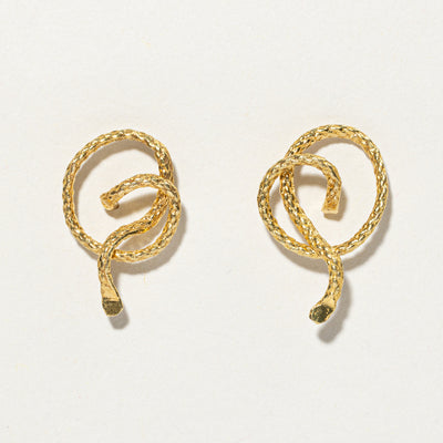 18k Yellow Gold Snake Earrings