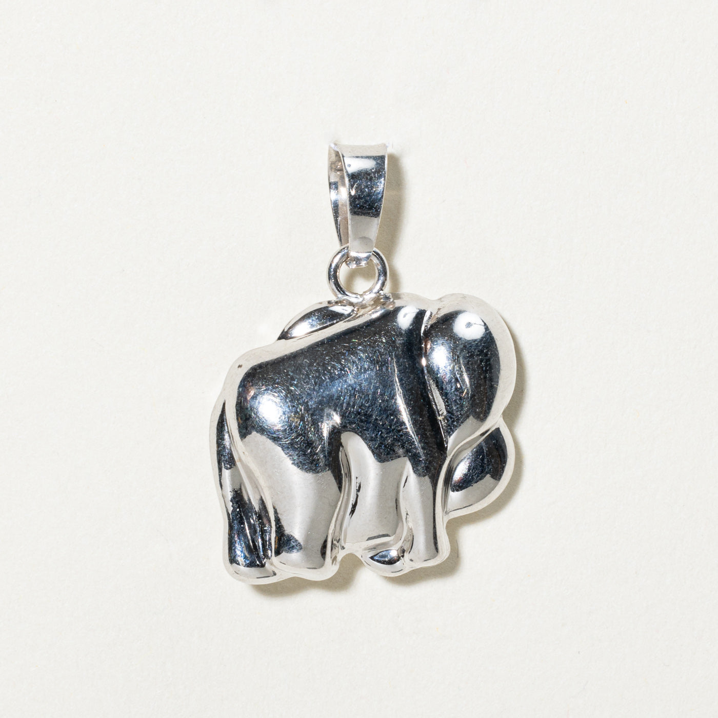 14k White Gold Elephant Pendant