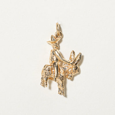 14k Yellow Gold Donkey Rider Charm
