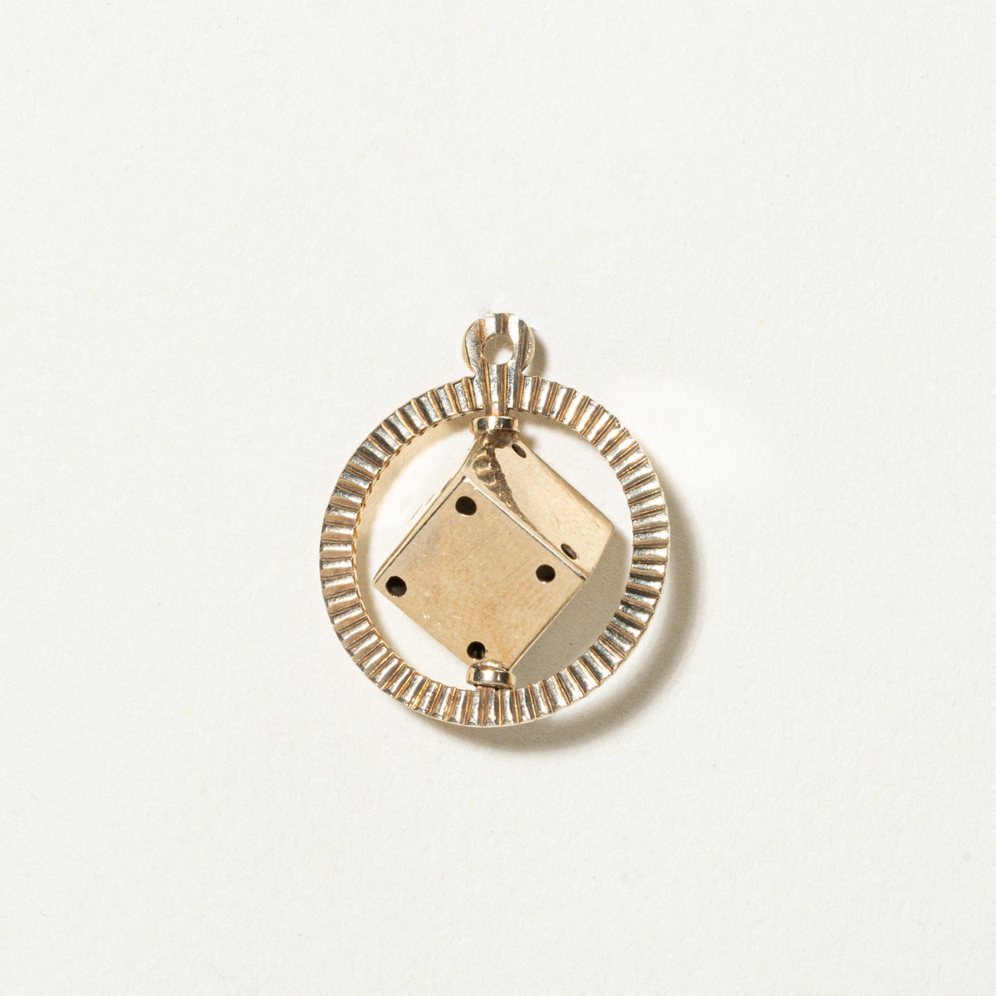 10k Yellow Gold Spinning Dice Pendant