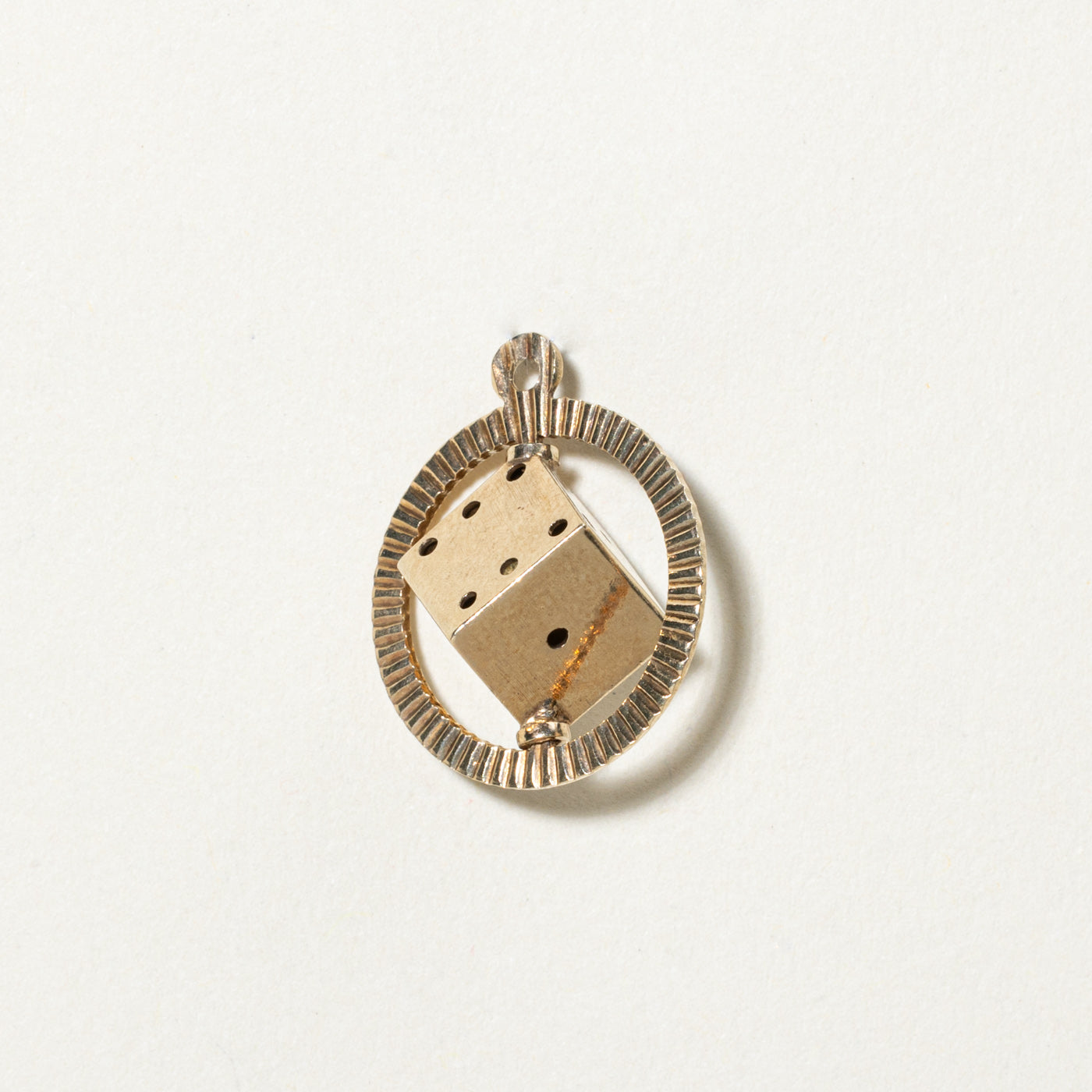 10k Yellow Gold Spinning Dice Pendant