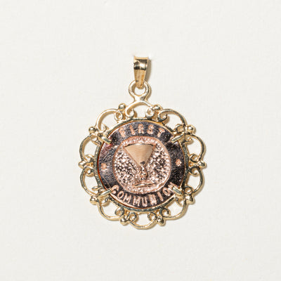 10k Two Tone Gold First Communion Pendant