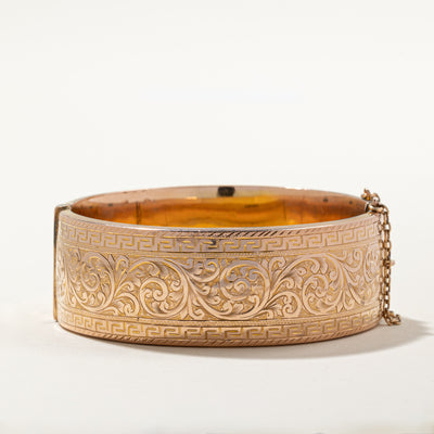 1944 Birmingham 9k Yellow Gold Engraved Bangle | 7