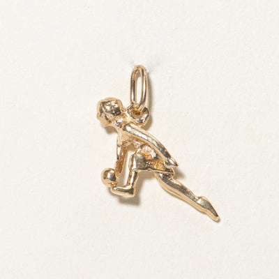 14k Yellow Gold Bowling Player Charm |