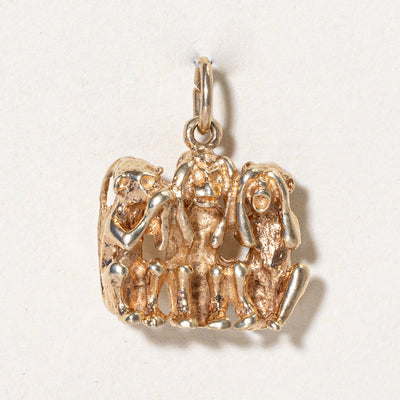 10k Yellow Gold 'Hear No Evil, See No Evil, Speak No Evil' Charm