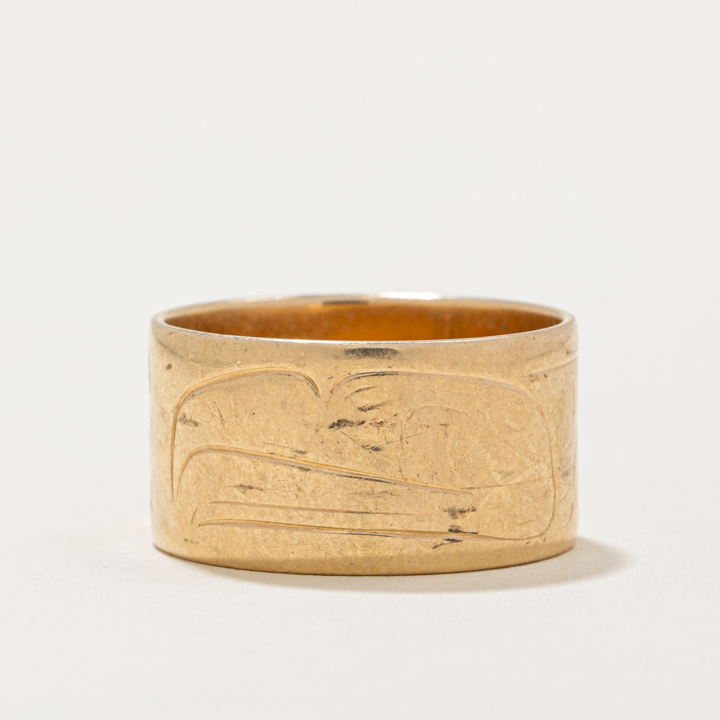 14k Yellow Gold Indigenous Art Ring | SZ 9 |
