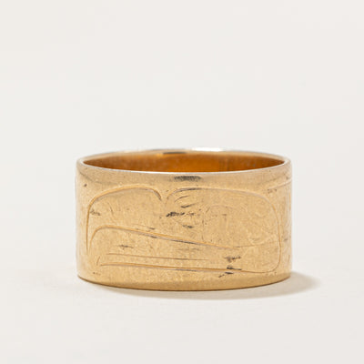14k Yellow Gold Indigenous Art Ring | SZ 9 |