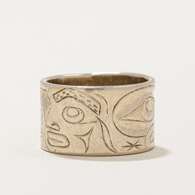 14k White Gold Indigenous Art Ring | SZ 4.75 |
