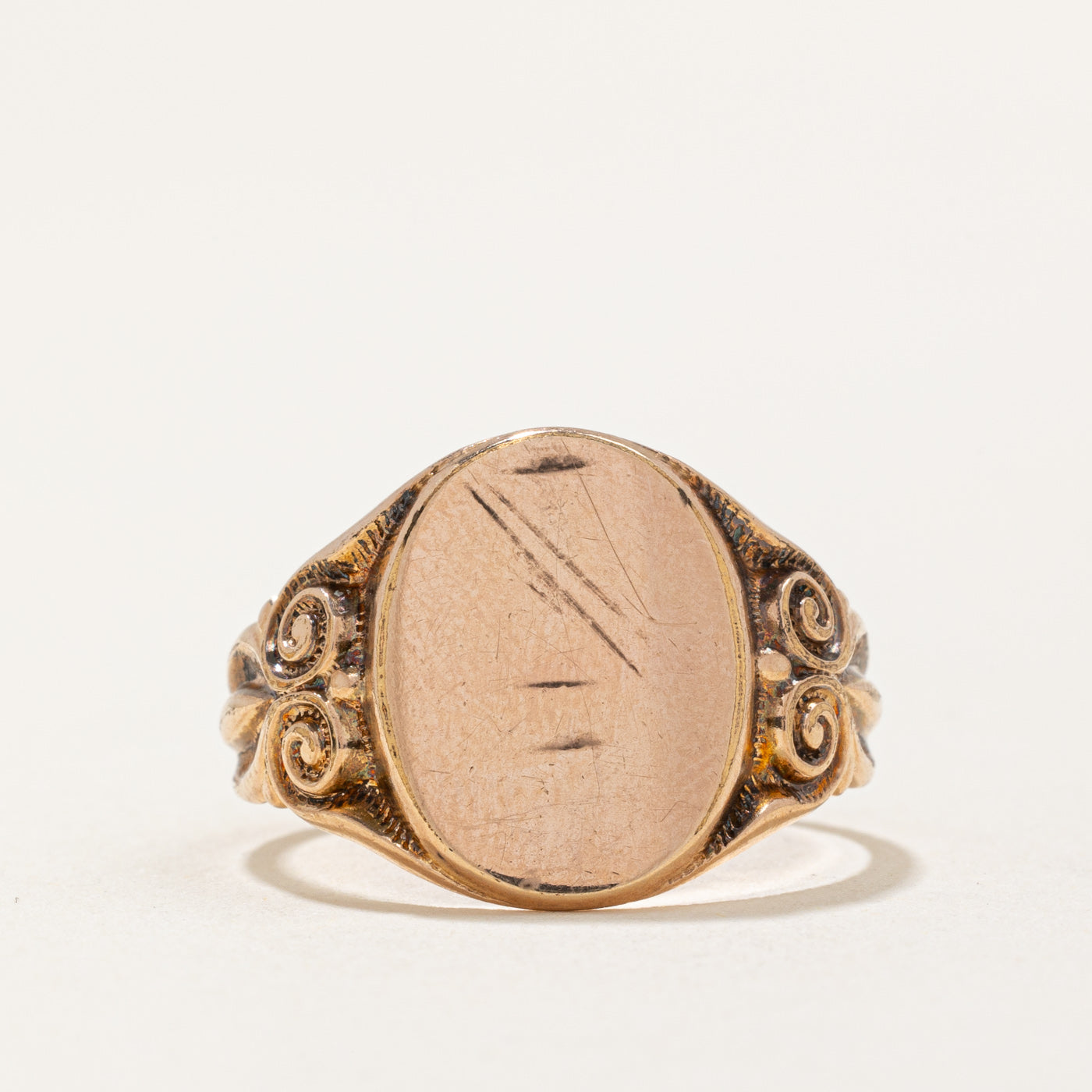 Bague chevalière vierge en or rose 10 carats | Taille 8 | 