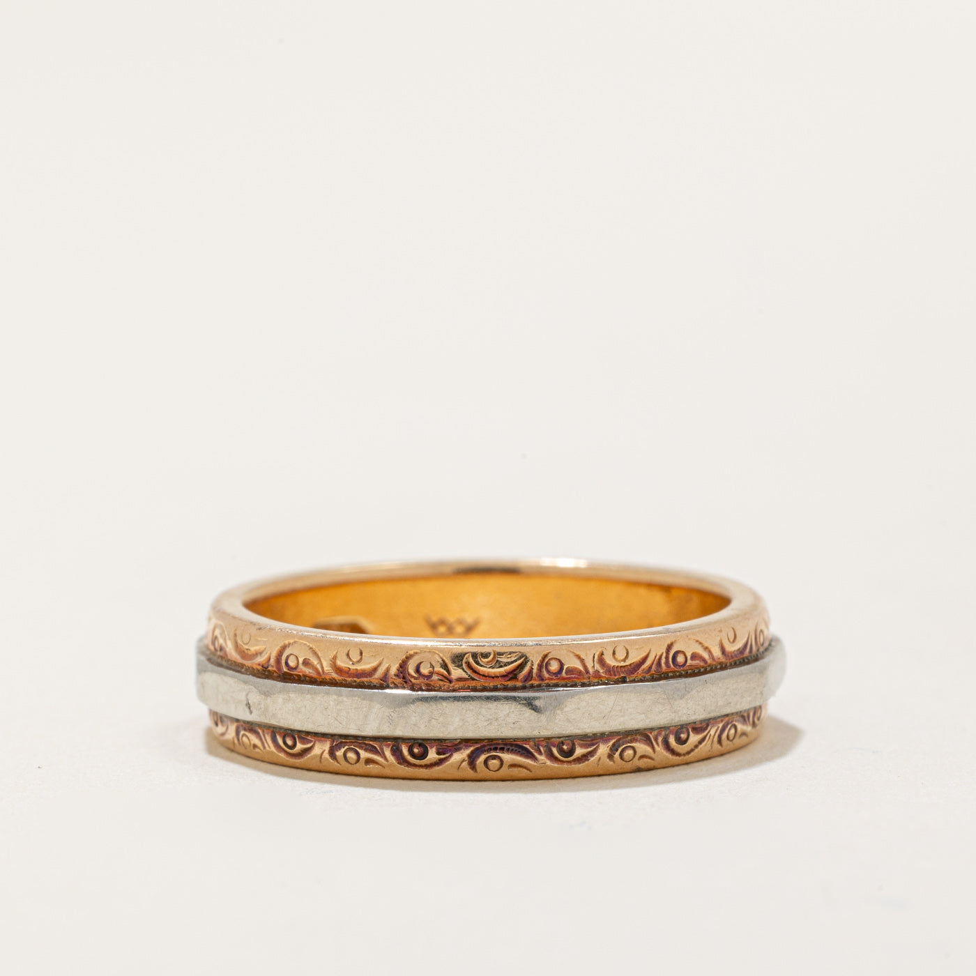 Alliance bicolore dorée gravée | Taille 7,5 |