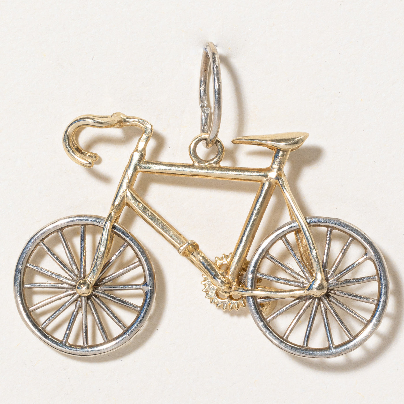 14k Two Tone Gold Bicycle Charm