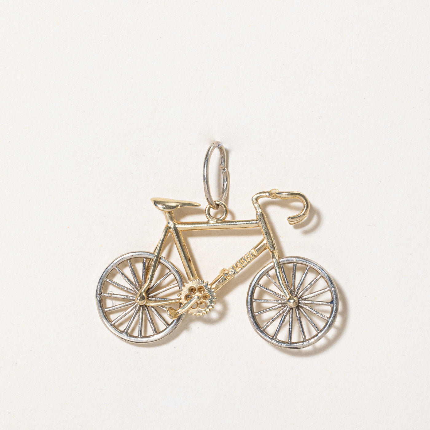 14k Two Tone Gold Bicycle Charm