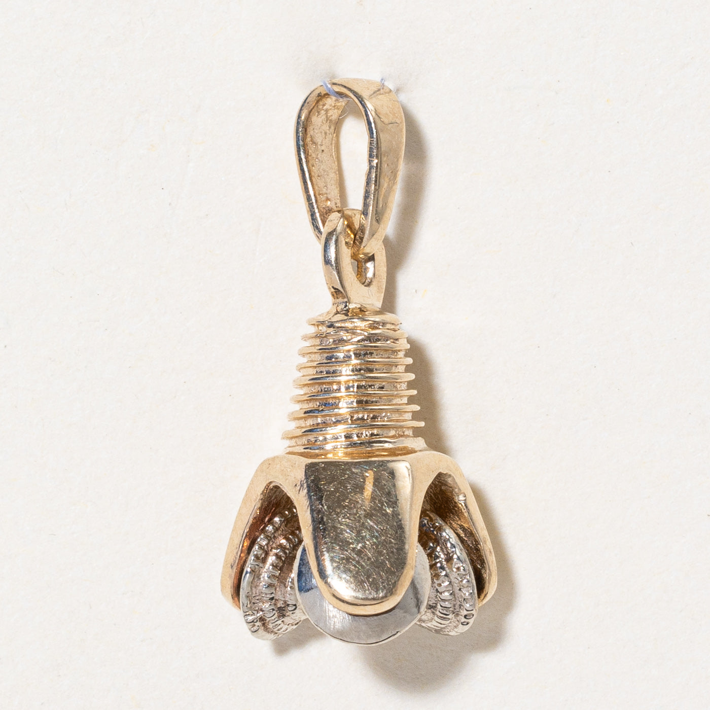 14k Two Tone Gold Drill Bit Charm