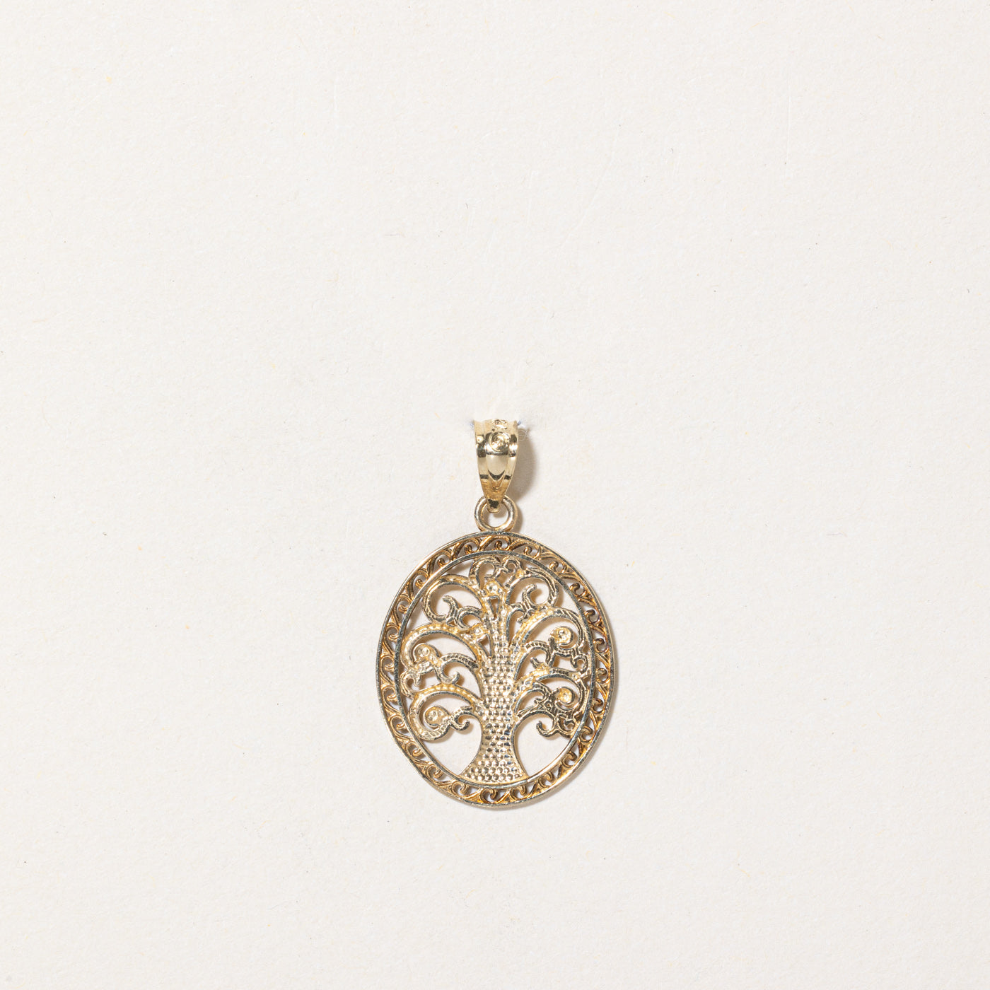 10k Two Tone Gold Tree Pendant