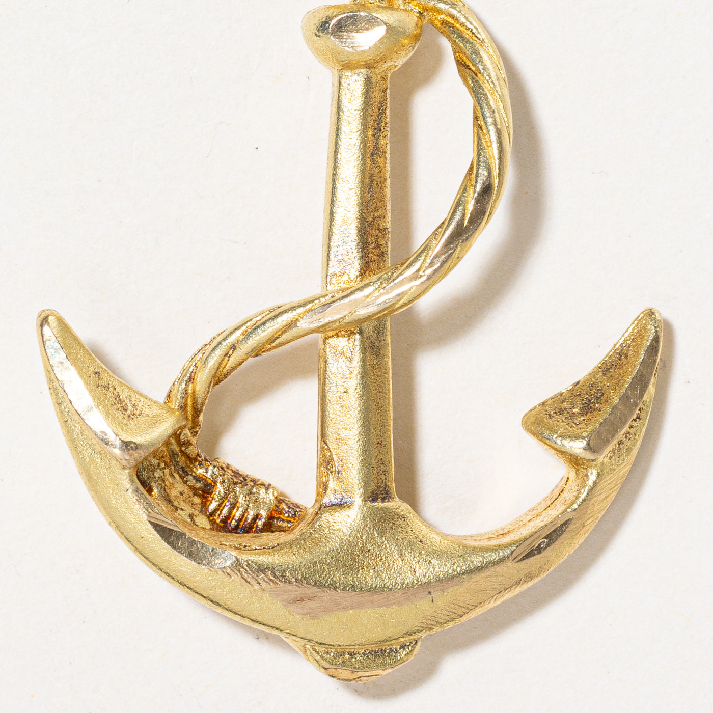 Italian 18k Yellow Gold Anchor Pendant