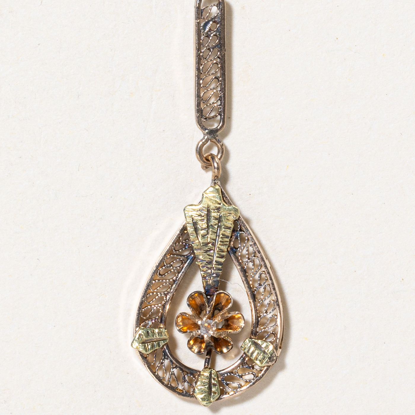 Diamond Openwork Drop Pendant