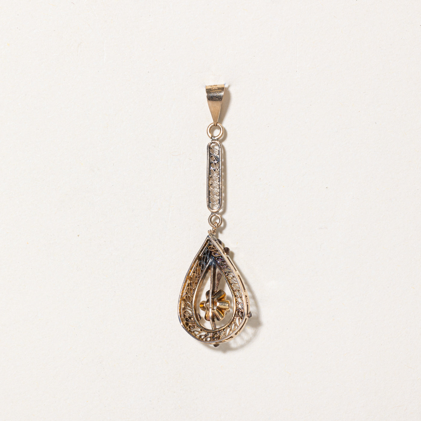 Diamond Openwork Drop Pendant