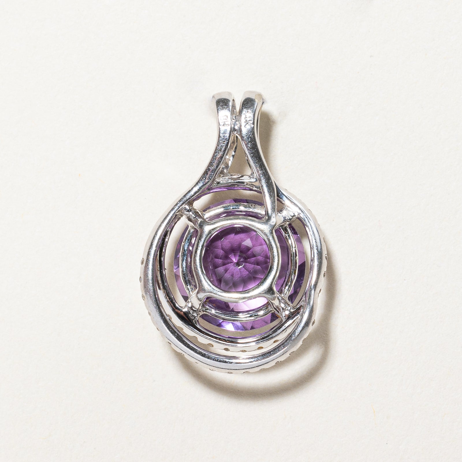 Amethyst & Halo Diamond Pendant | 3.00ct, 0.10ctw |