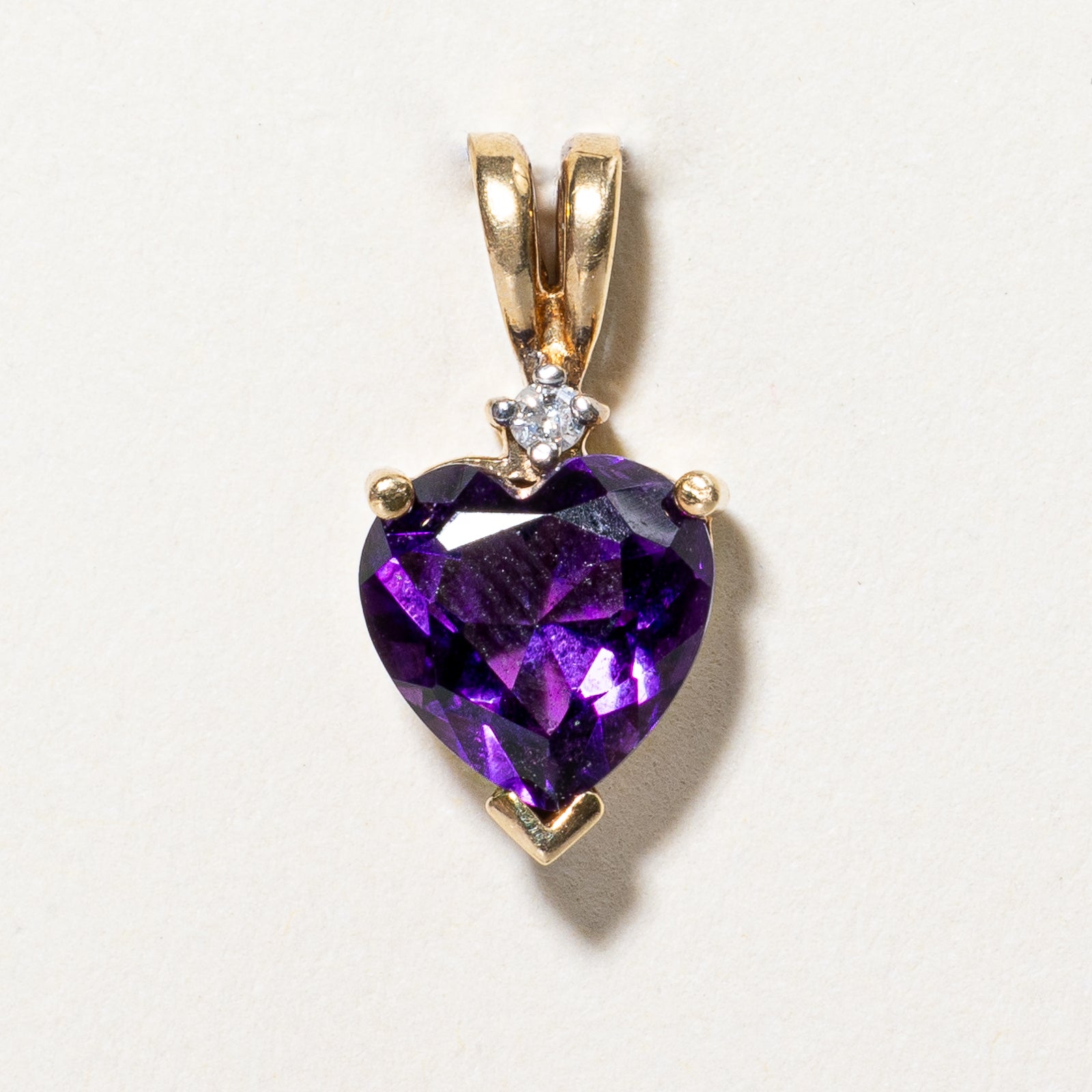 Heart Cut Amethyst & Diamond Pendant | 1.30ct, 0.01ct |