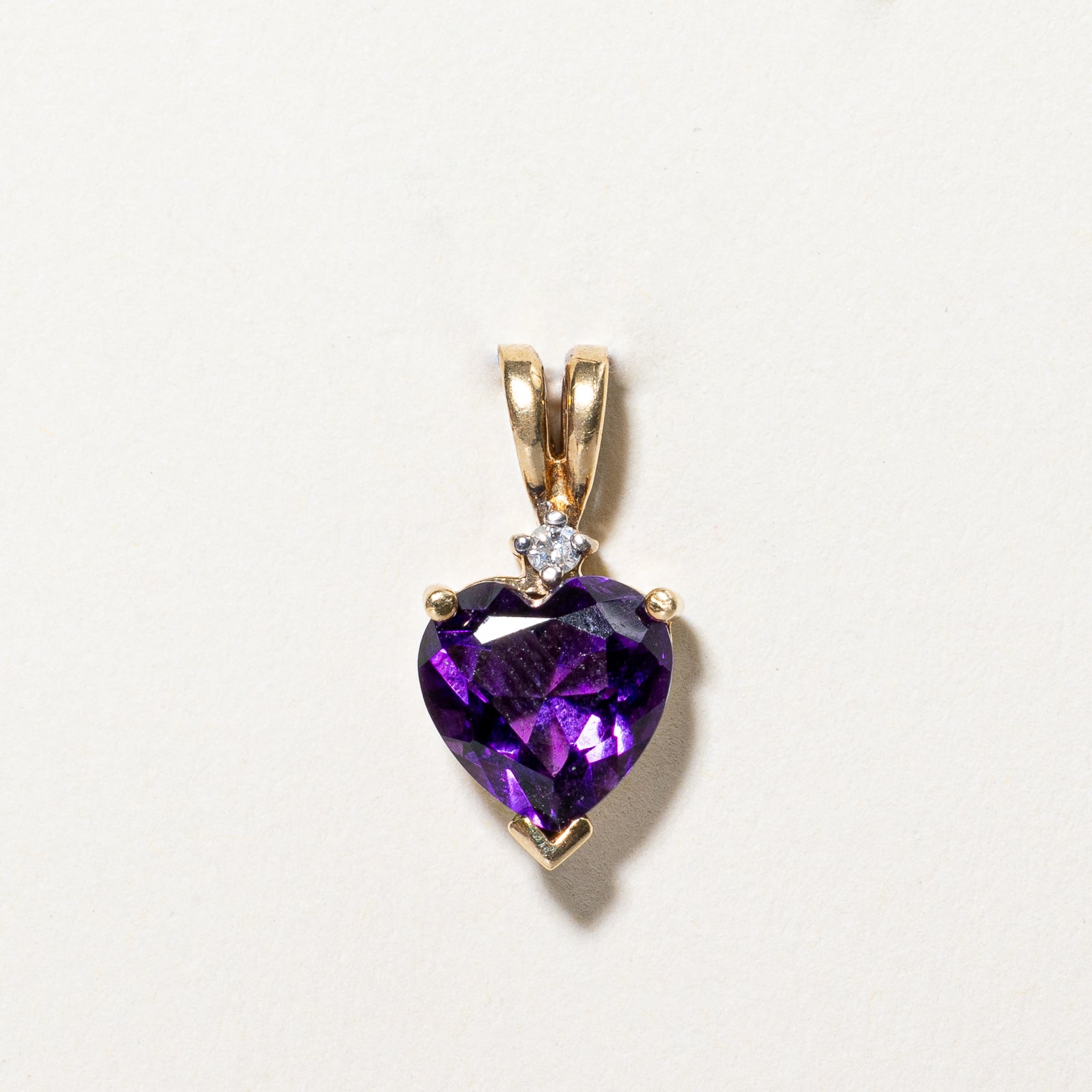 Heart Cut Amethyst & Diamond Pendant | 1.30ct, 0.01ct |
