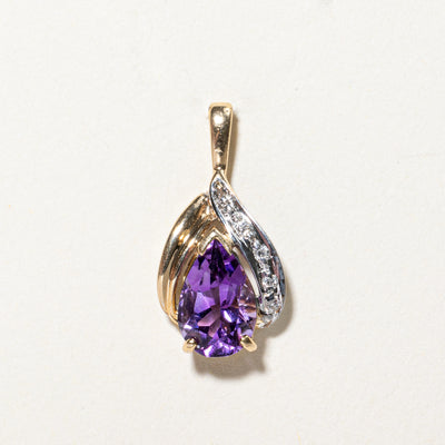 Pear Cut Amethyst & Diamond Pendant | 1.00ct, 0.02ctw |