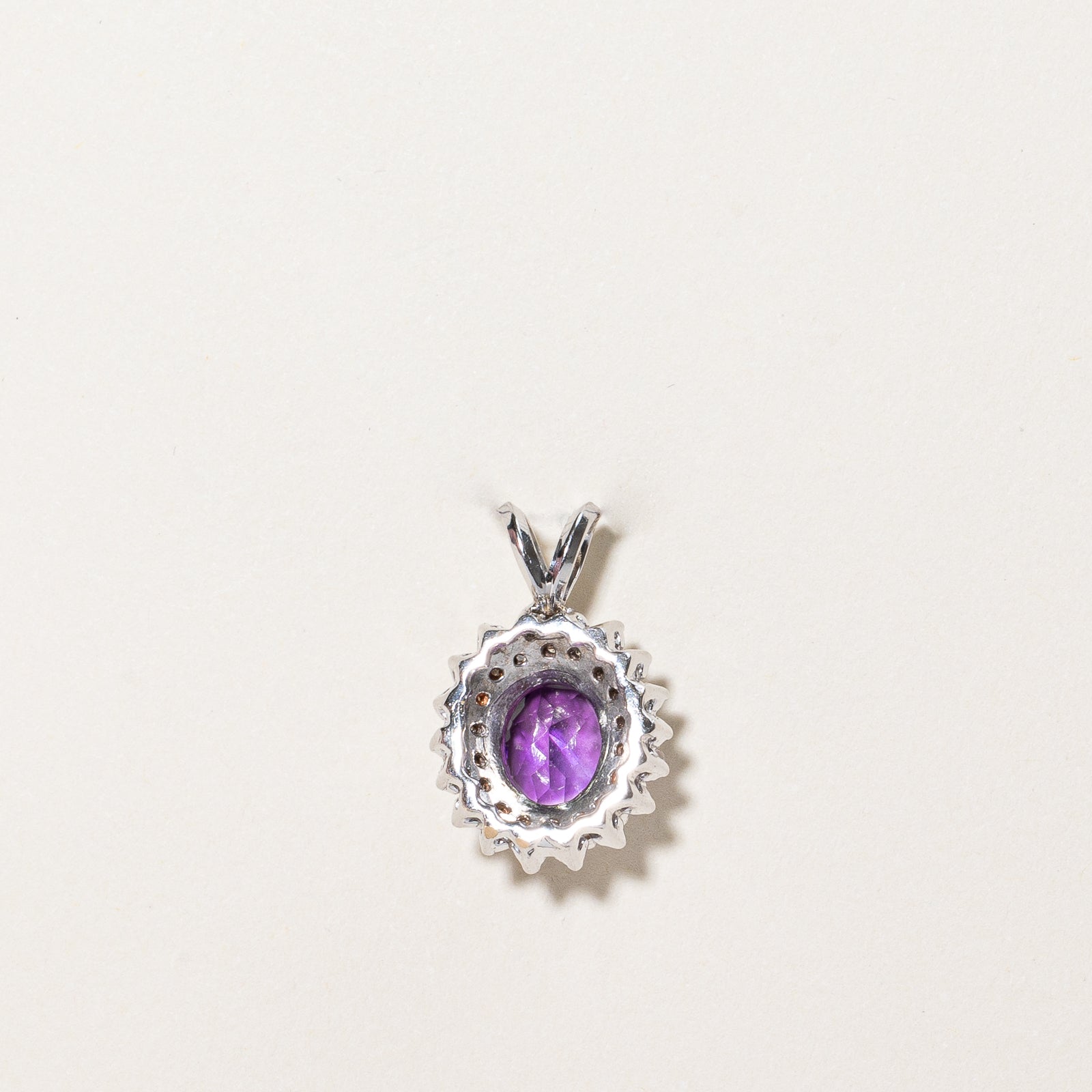 Oval Cut Amethyst & Diamond Halo Pendant | 1.85ct, 0.18ctw |