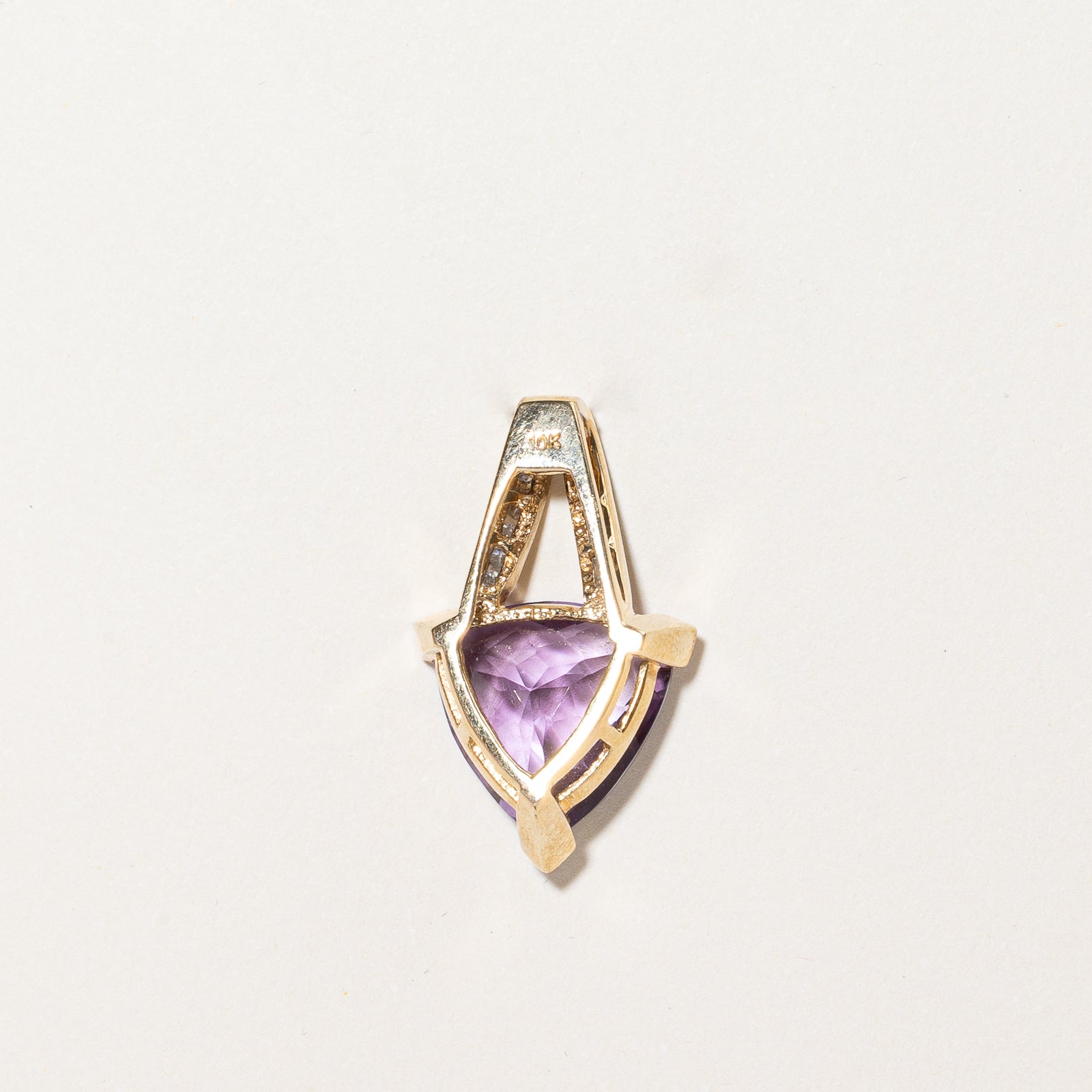 Trilliant Cut Amethyst & Diamond Pendant | 9.5ct, 0.08ctw |