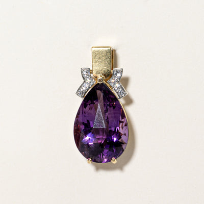 Pear Cut Amethyst & Diamond Pendant | 22.00ct, 0.25ctw |