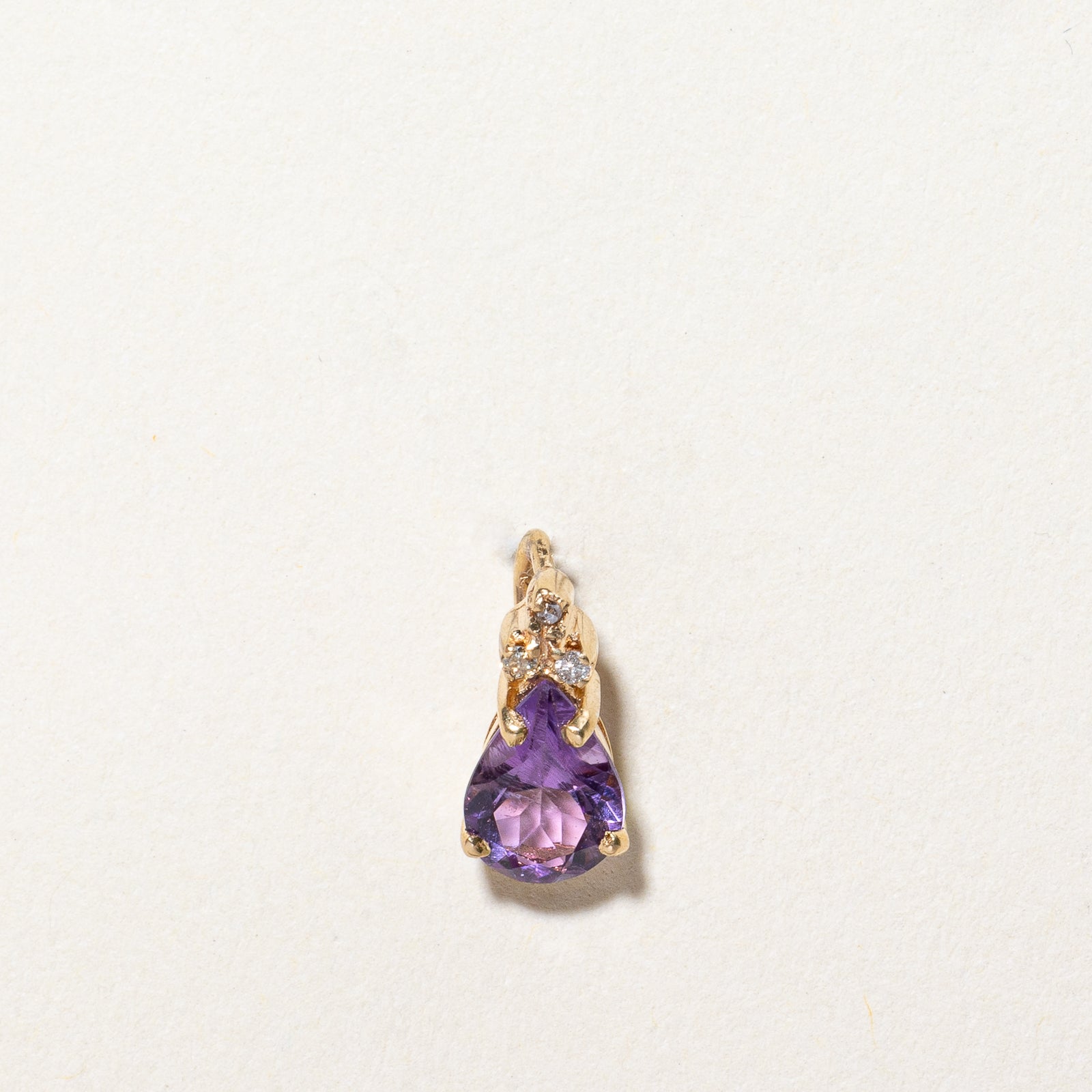 Pear Cut Amethyst & Diamond Pendant | 0.70ct, 0.01ctw |