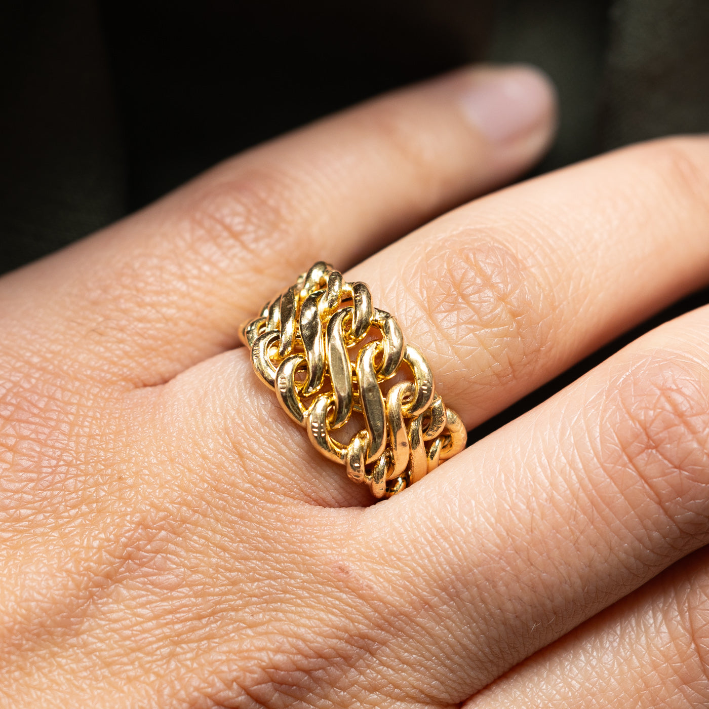 Vintage 14K Yellow Gold Chain Link Band | 13.0mm | SZ 6