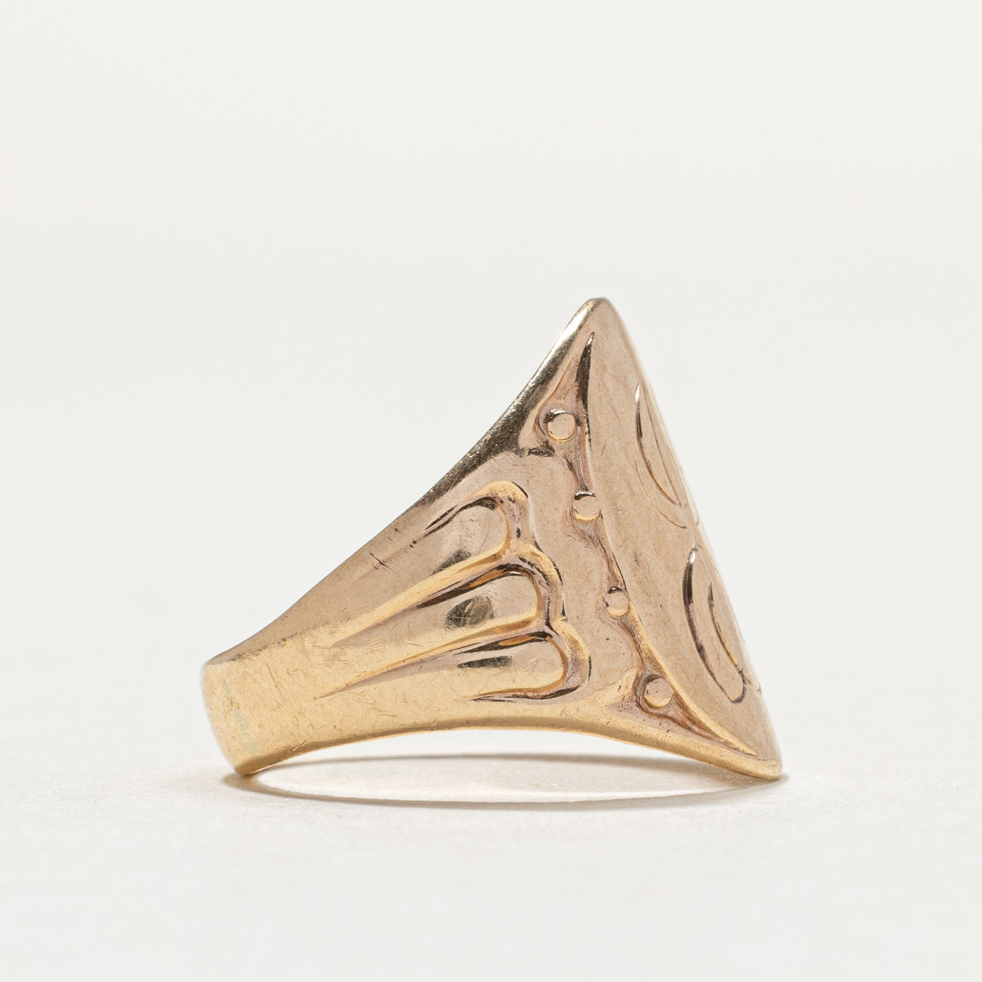 Vintage 10K Yellow Gold "JS" Initial Signet Ring | SZ 3.25