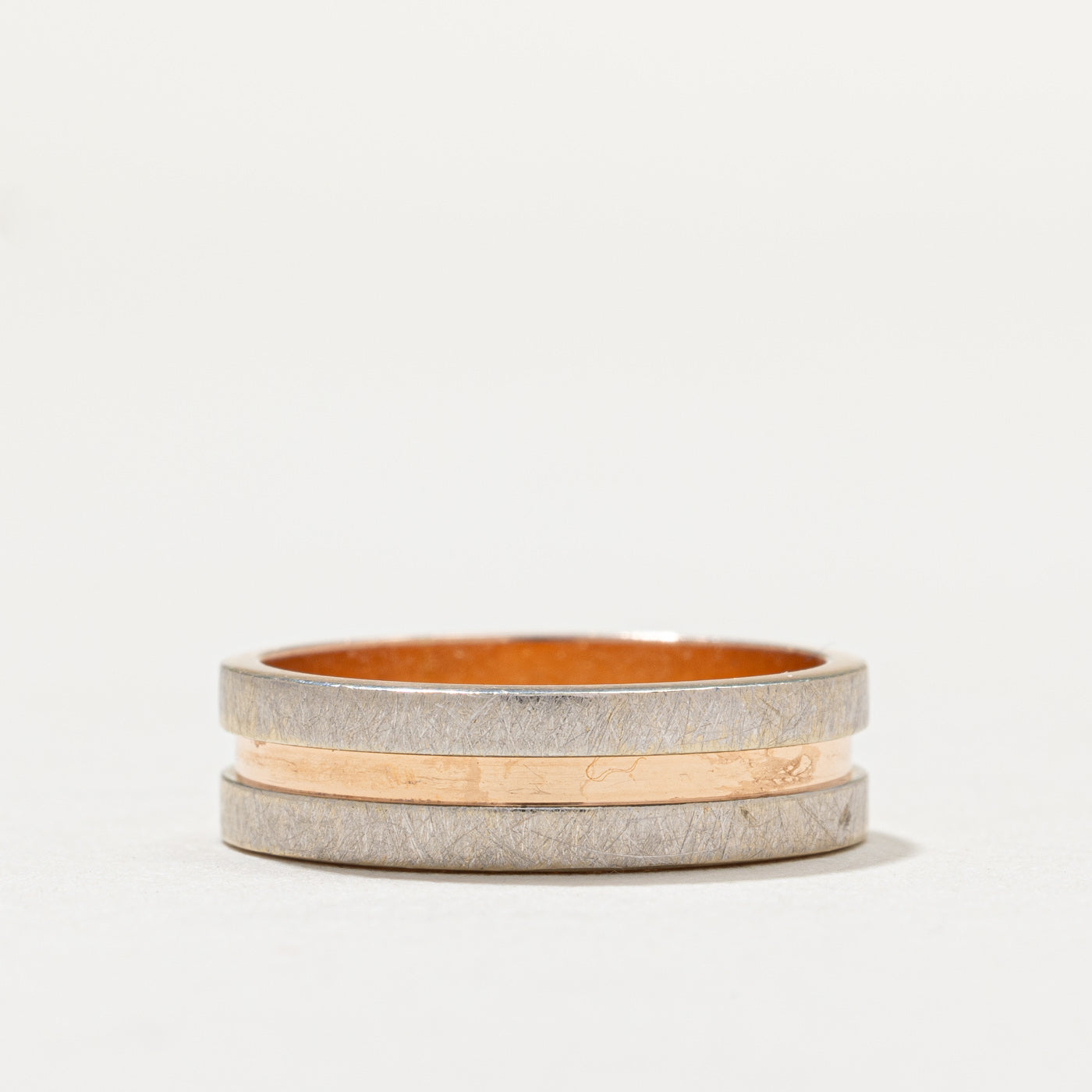 14K Two Tone Gold Brushed Textured Band | 5.3mm | SZ 5.75