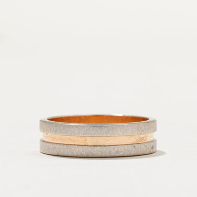 14K Two Tone Gold Brushed Textured Band | 5.3mm | SZ 5.75