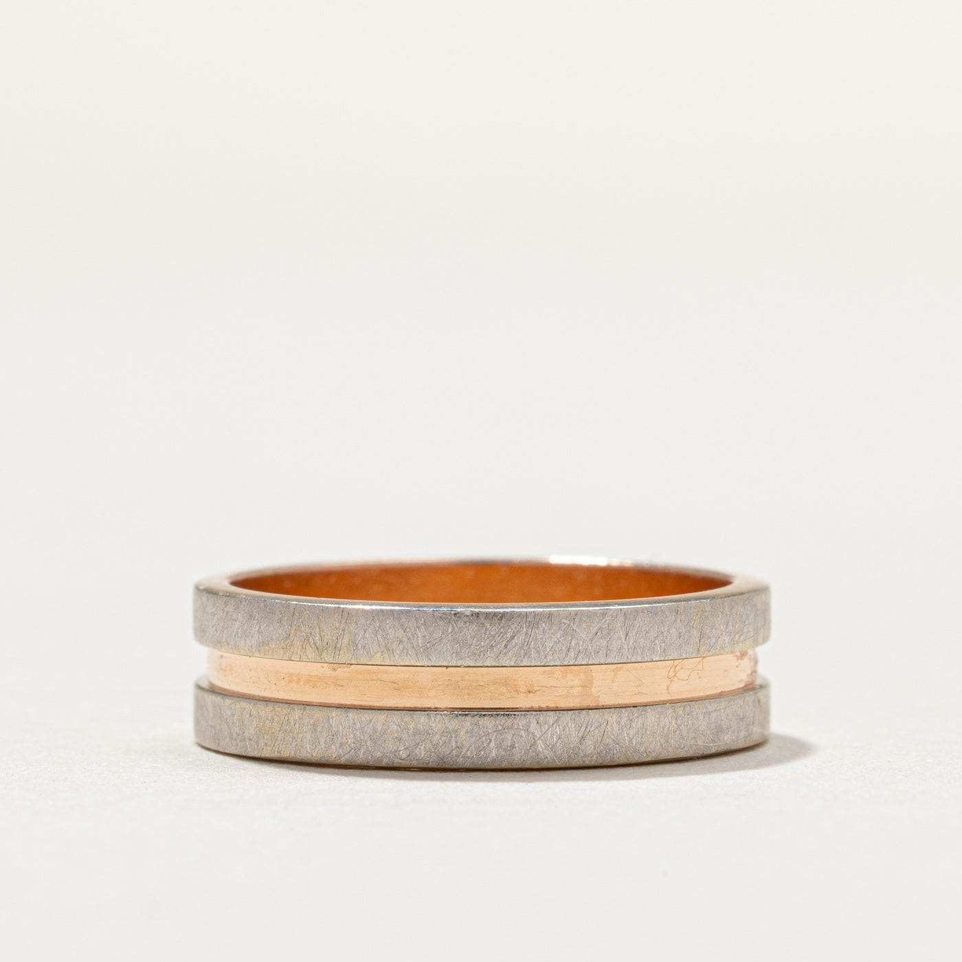 14K Two Tone Gold Brushed Textured Band | 5.3mm | SZ 5.75