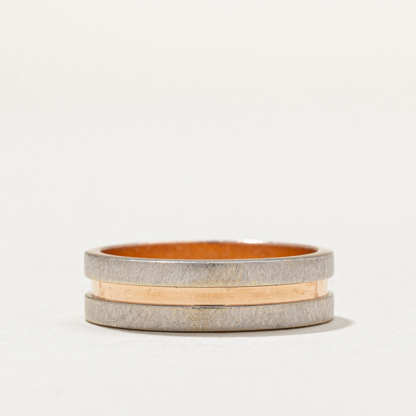 14K Two Tone Gold Brushed Textured Band | 5.3mm | SZ 5.75