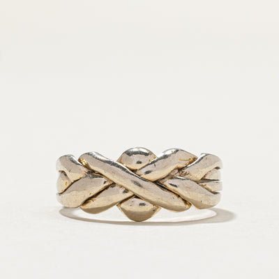 Vintage 14K White Gold Puzzle Ring | SZ 7